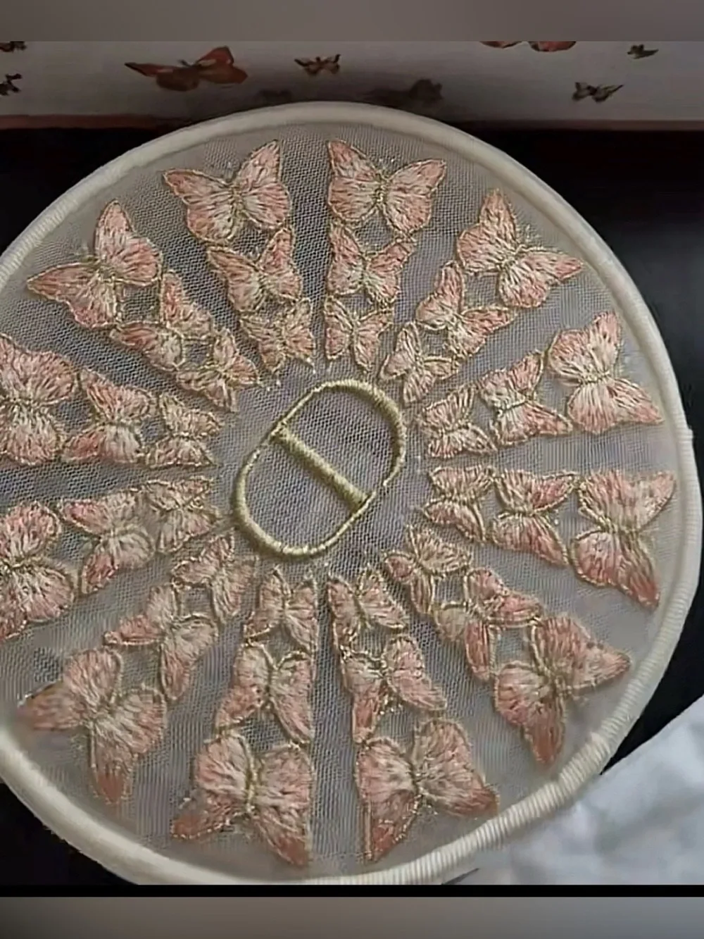 Dior Limited Edition Cosmetic Case with Pink & Gold Butterfly Embroidery 🌸🤩